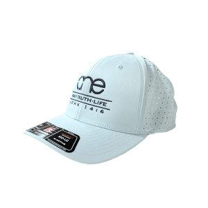 Soft Blue, water-resistent perforated, 6-Panel hat, featuring the "One Way Truth Life" logo in Charcoal, structured bill, snap-back closure, front view.