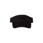 Black, Chino Twill Cotton Visor featuring the "One" logo in Black, with a structured bill and Hook-and-Loop closure, front view.