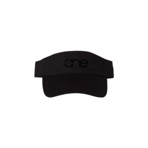 Black, Chino Twill Cotton Visor featuring the "One" logo in Black, with a structured bill and Hook-and-Loop closure, front view.