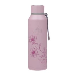 Be Joyful Pink Stainless Steel Water Bottle.