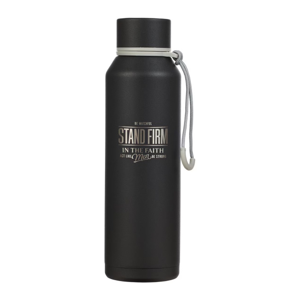 Stand Firm Black Stainless Steel Water Bottle Stand Firm Black Stainless Steel Water Bottle, 24oz.